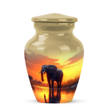 Personalized Elephant Cremation Urns - Wondrous Gold 10-inch, 200 cu in - Yatskia