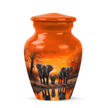 Graceful Gold Elephant Memorial Urn for Human Ashes - 10-inch, 200 cu in - Yatskia