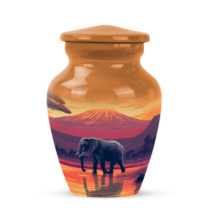 Gold Exquisite Elephant Memorial Urn for Ashes - 10-inch, 200 cu in - Yatskia