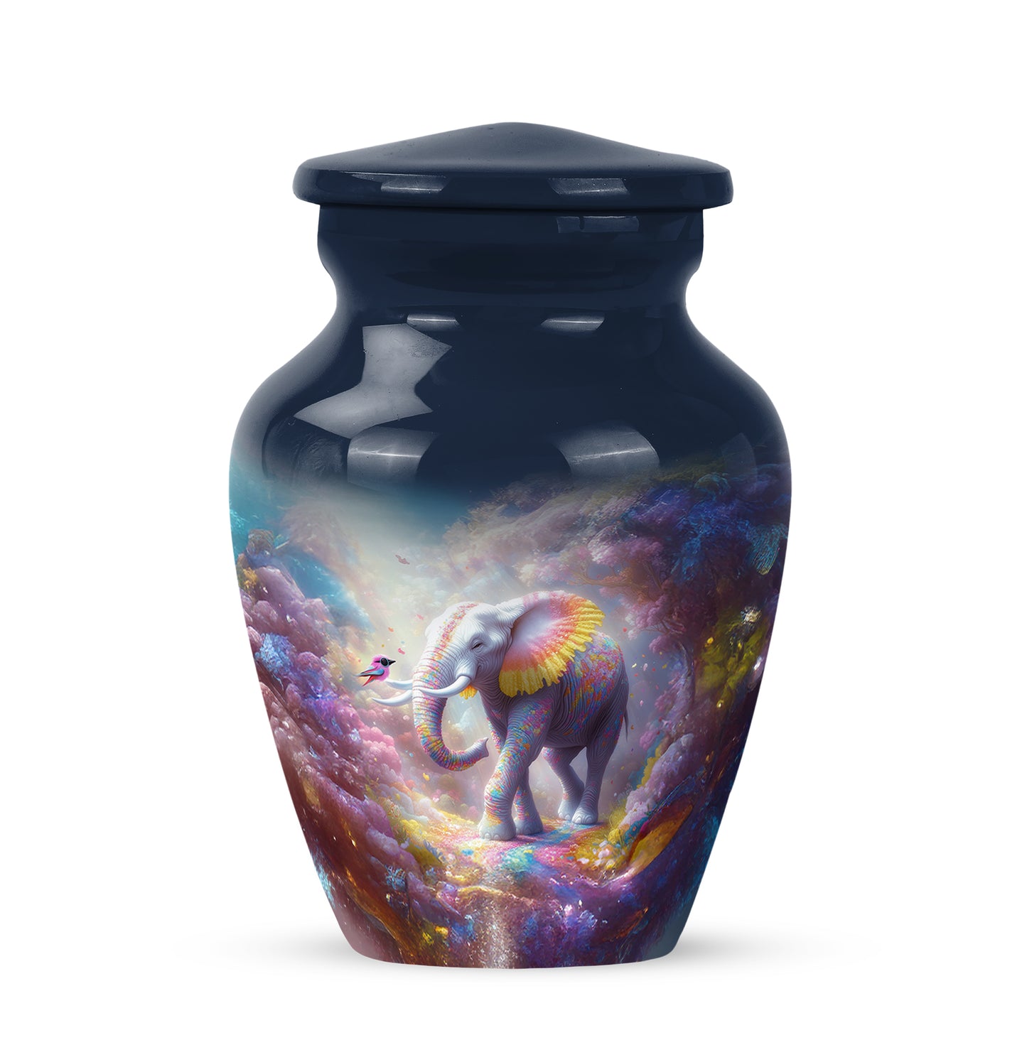 Personalized Blue Elephant Cremation Urns for Ashes - Peaceful 10-inch - Yatskia