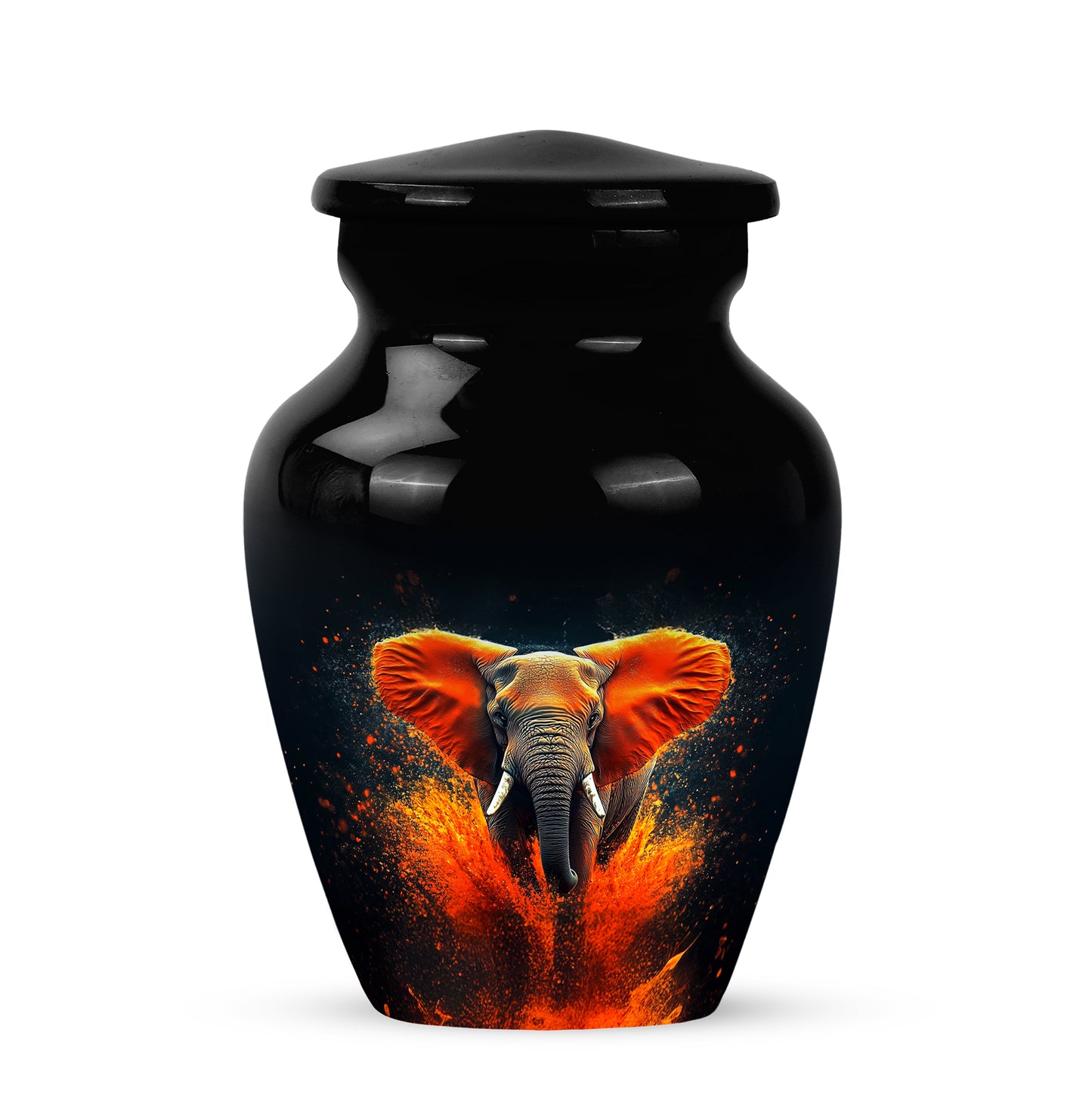 Personalized Seraphic Elephant Cremation Urns - Black 10-inch, 200 cu in - Yatskia