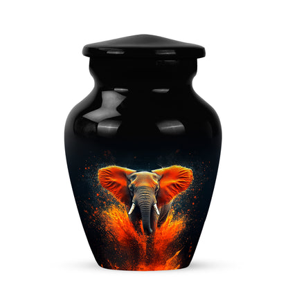 Personalized Seraphic Elephant Cremation Urns - Black 10-inch, 200 cu in - Yatskia