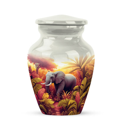Harmonious Elephant Cremation Urns for Human Ashes - Silver 10-inch - Yatskia