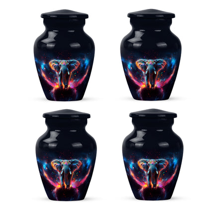 Ebony Elephant Cremation Urn side profile showing urn shape - timeless elephant motif etched into premium metal - 10 inch aluminum urn for cremated remains