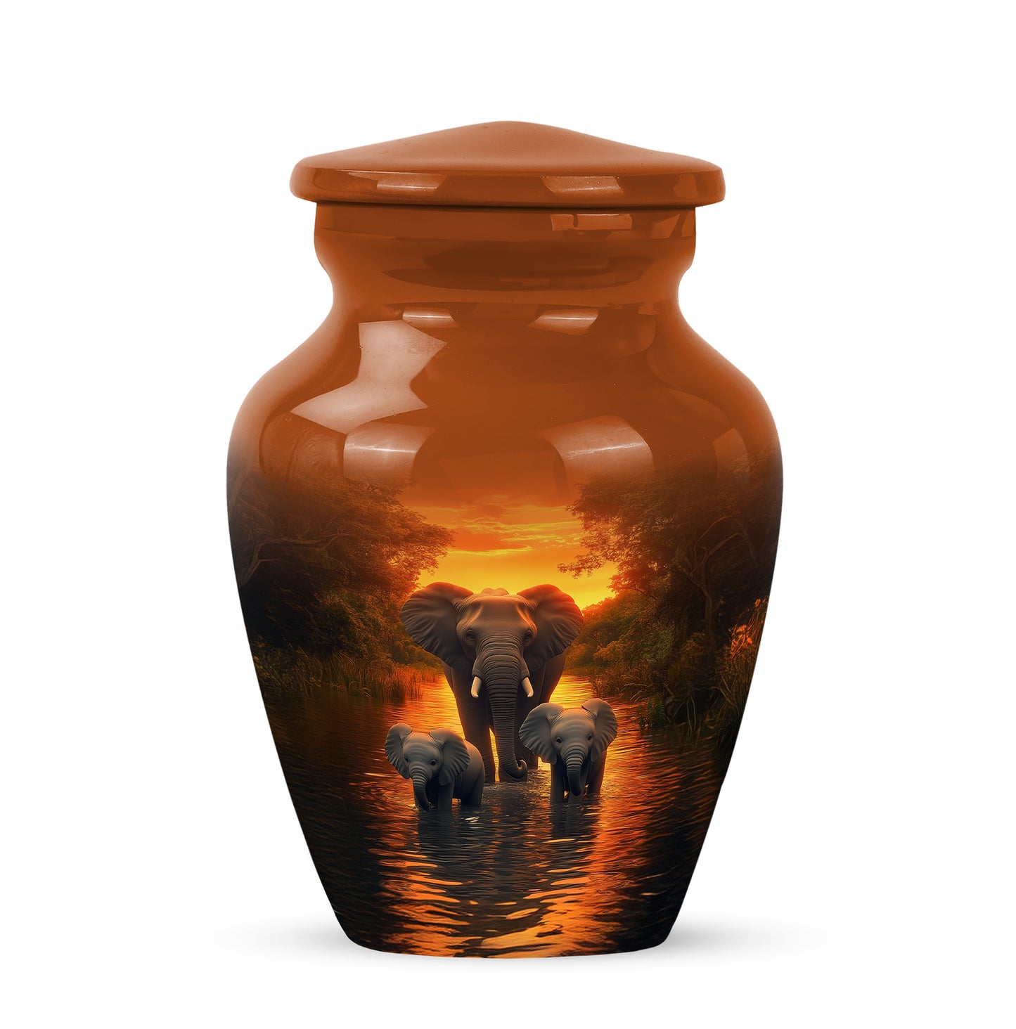 Gold Beloved Elephant Cremation Urns for Human Ashes - 10-inch, 200 cu in - Yatskia