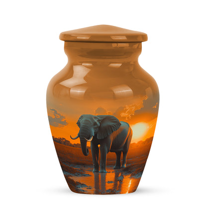 Gold Resounding Elephant Memorial Urn for Ashes - 10-inch, 200 cu in - Yatskia