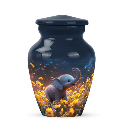 Personalized Elegant Elephant Cremation Urns - Blue 10-inch, 200 cu in - Yatskia
