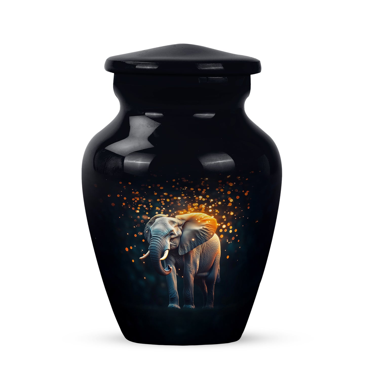 Personalized Black Elephant Cremation Urns for Ashes - Peaceful 10-inch - Yatskia