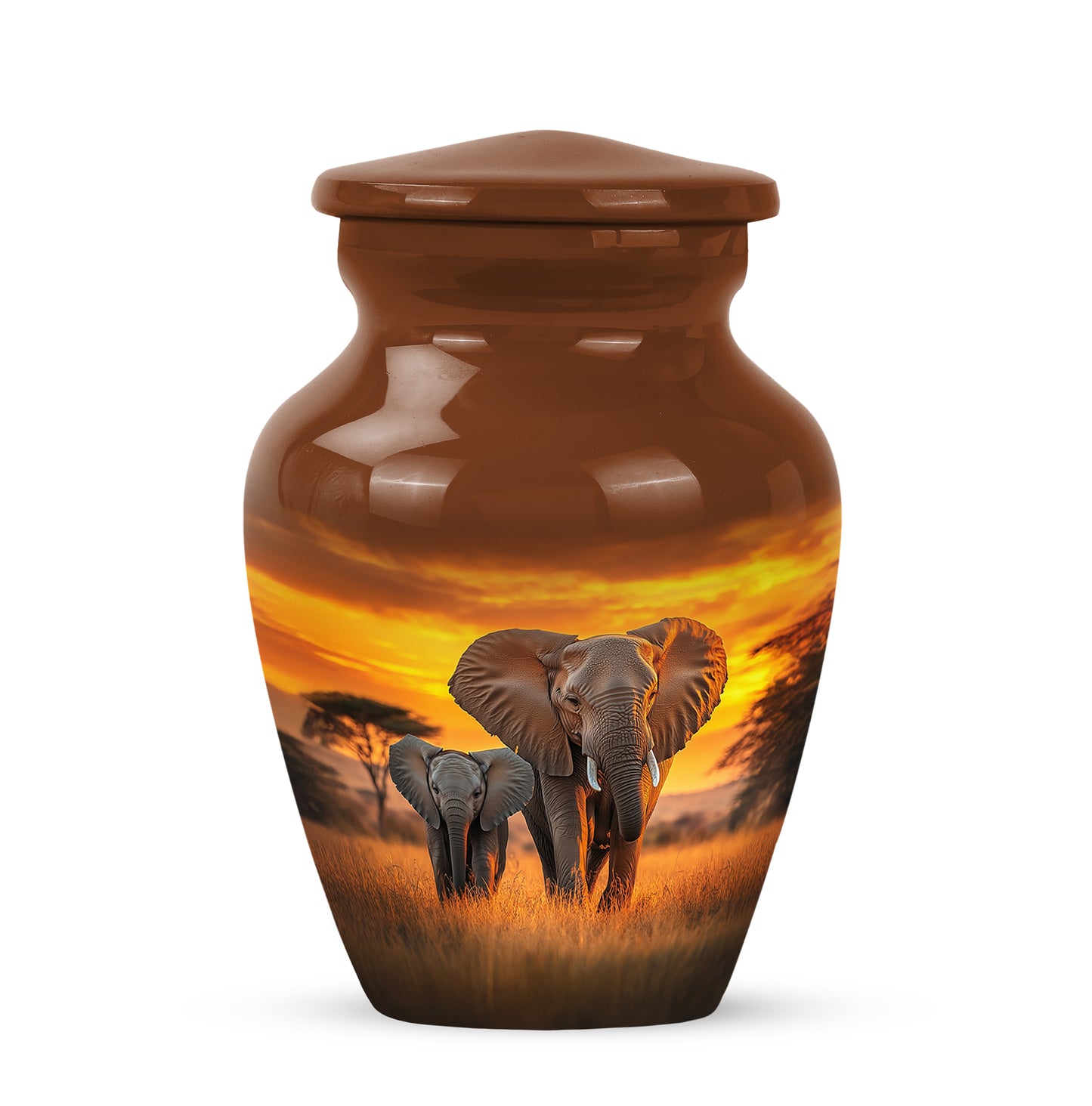 Gold Resounding Elephant Memorial Urn for Ashes - 10-inch, 200 cu in - Yatskia