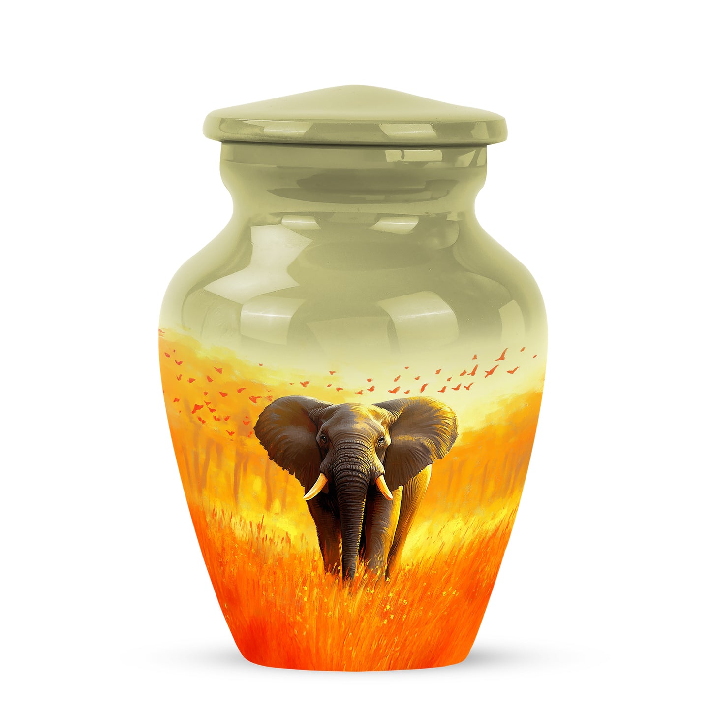 Personalized Elephant Cremation Urns - Tranquil Gold 10-inch, 200 cu in - Yatskia