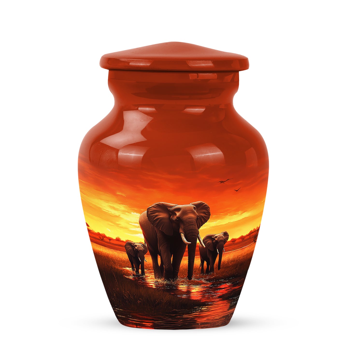Red Exquisite Elephant Memorial Urn for Ashes - 10-inch, 200 cu in - Yatskia