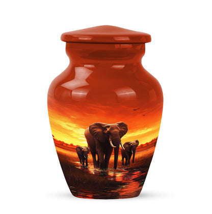 Red Exquisite Elephant Memorial Urn for Ashes - 10-inch, 200 cu in - Yatskia