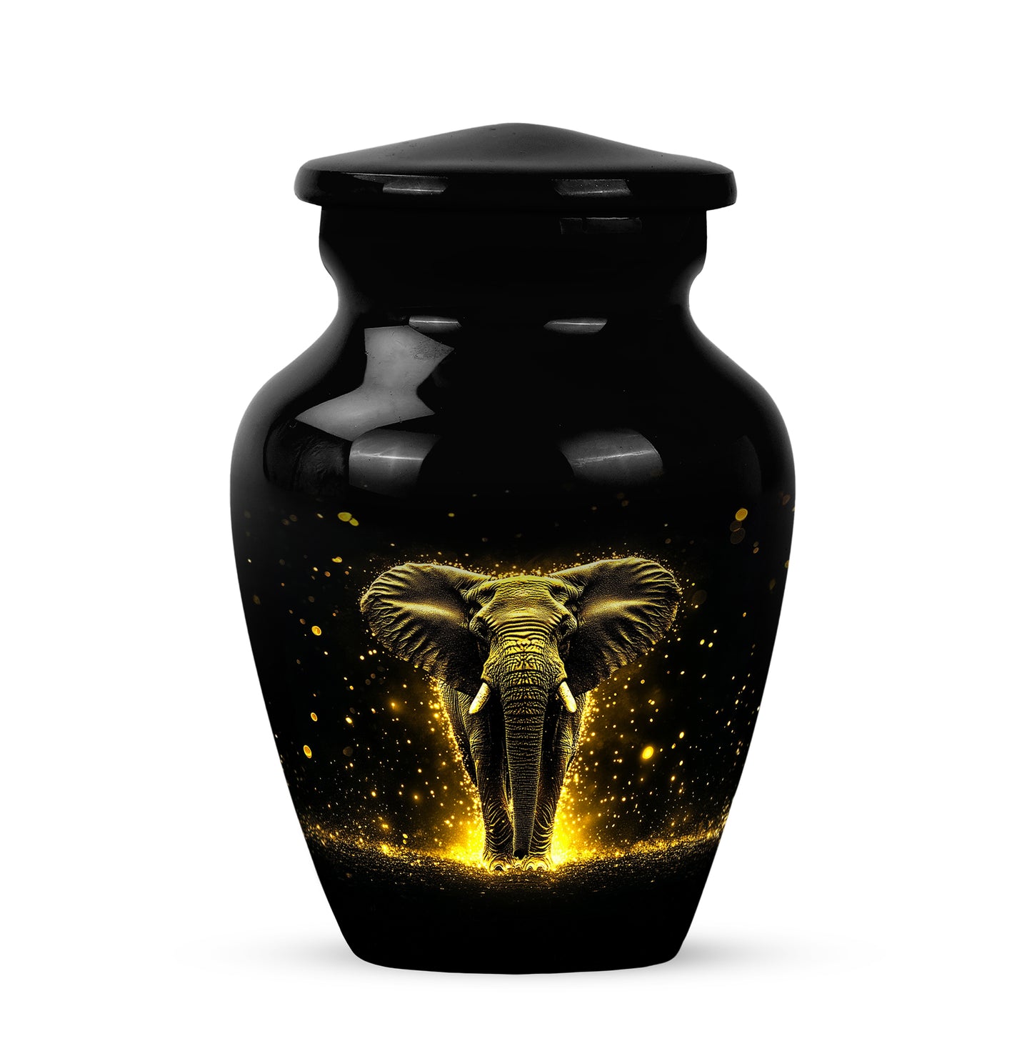 Lustrous Elephant Cremation Urns for Human Ashes - Black 10-inch - Yatskia