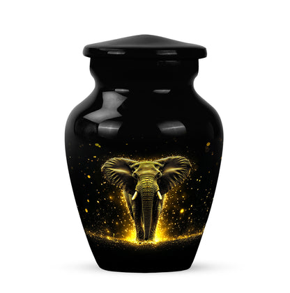 Lustrous Elephant Cremation Urns for Human Ashes - Black 10-inch - Yatskia