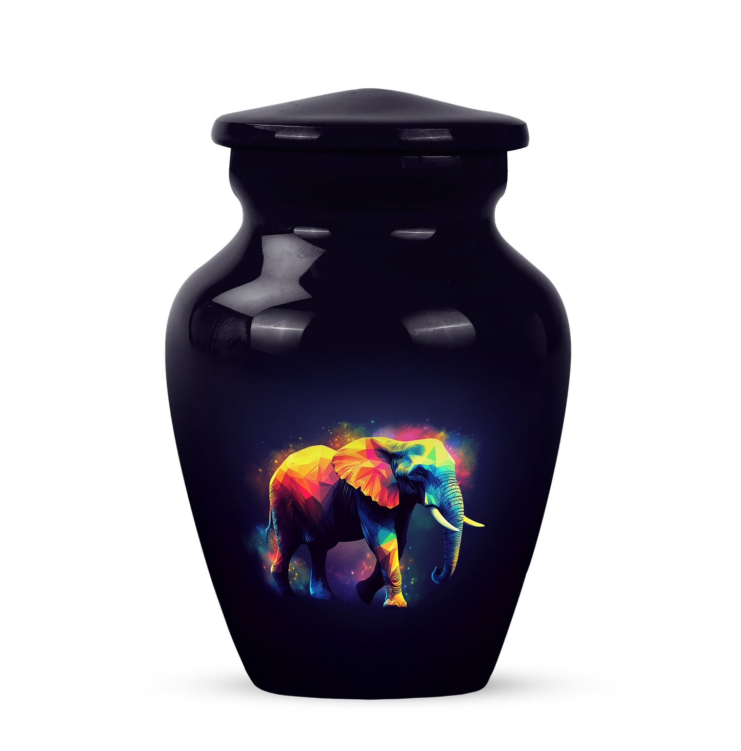 Black Serene Elephant Memorial Urn for Ashes - 10-inch, 200 cu in - Yatskia