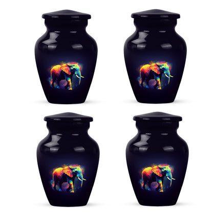 Rich Black Elephant Cremation Urn side profile showing urn shape - timeless elephant motif etched into premium metal - 10 inch aluminum urn for cremated remains
