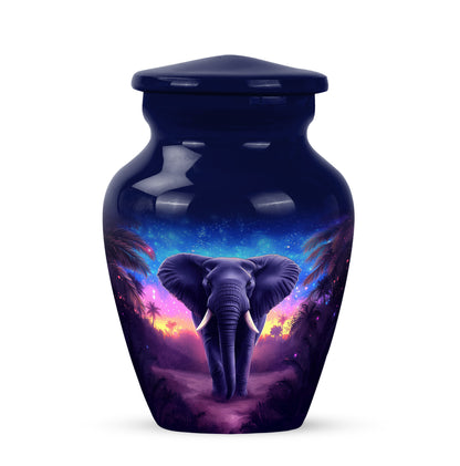 Blue Breathtaking Elephant Memorial Urn for Ashes - 10-inch, 200 cu in - Yatskia