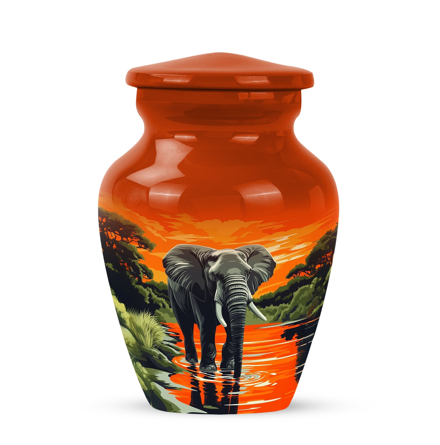 Gold Sacred Elephant Cremation Urns for Human Ashes - 10-inch, 200 cu in - Yatskia