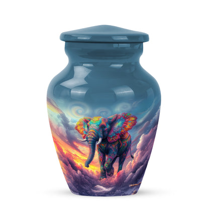 Personalized Elephant Cremation Urns - Eminent Blue 10-inch, 200 cu in - Yatskia
