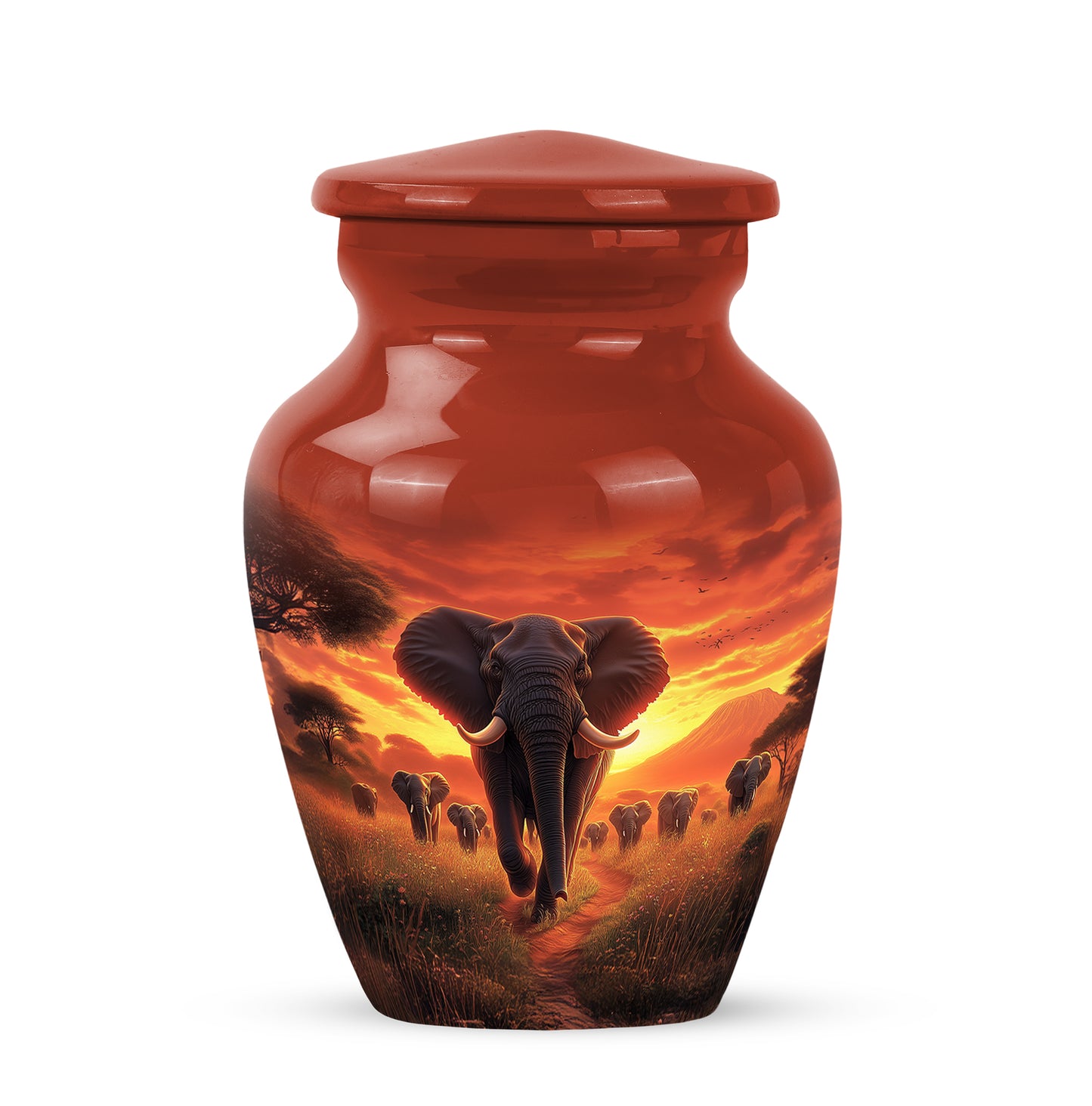 Harmonious Elephant Cremation Urns for Human Ashes - Red 10-inch - Yatskia