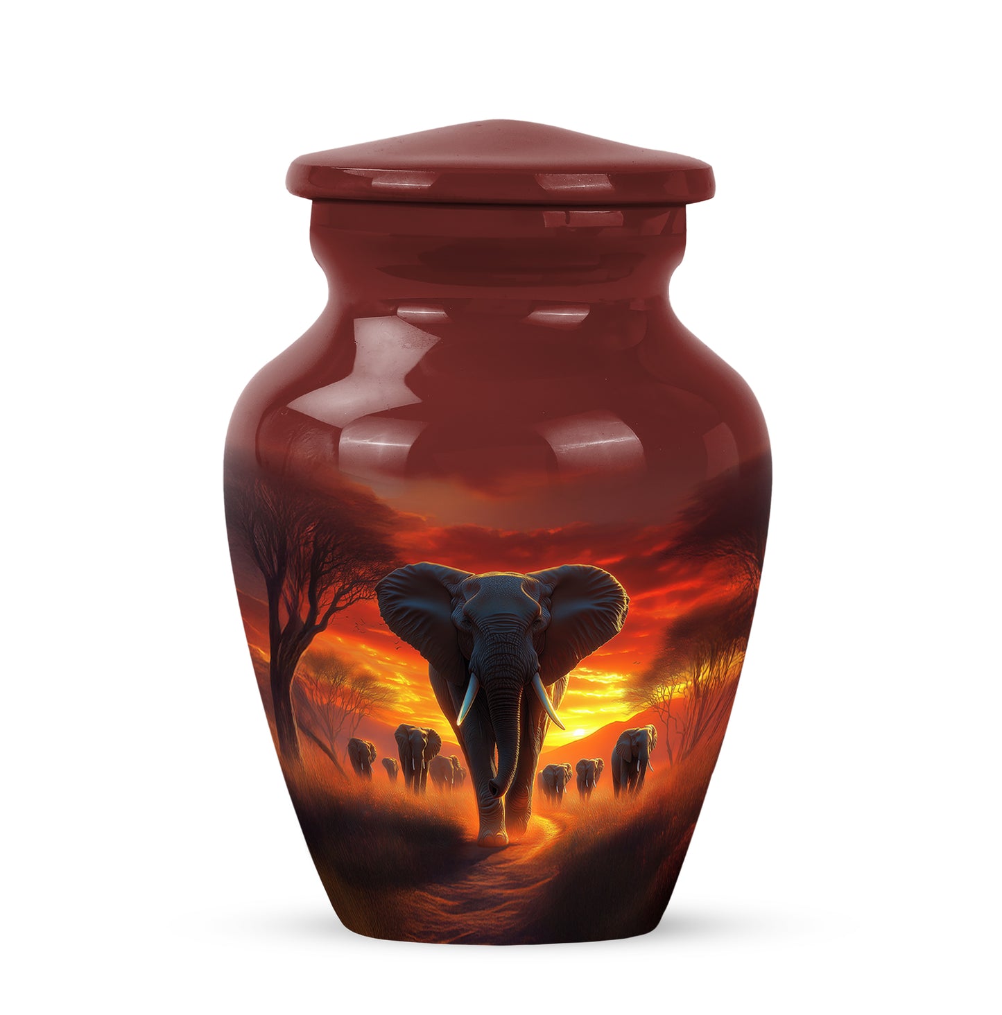 Personalized Eternal Elephant Cremation Urns - Red 10-inch, 200 cu in - Yatskia