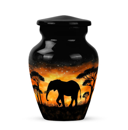 Personalized Black Sovereign Elephant Cremation Urns for Human Ashes - 10-inch, 200 cu in - Yatskia