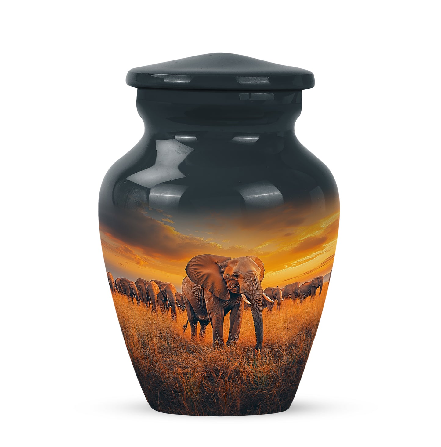 Personalized Blue Elephant Cremation Urns for Ashes - Peaceful 10-inch - Yatskia
