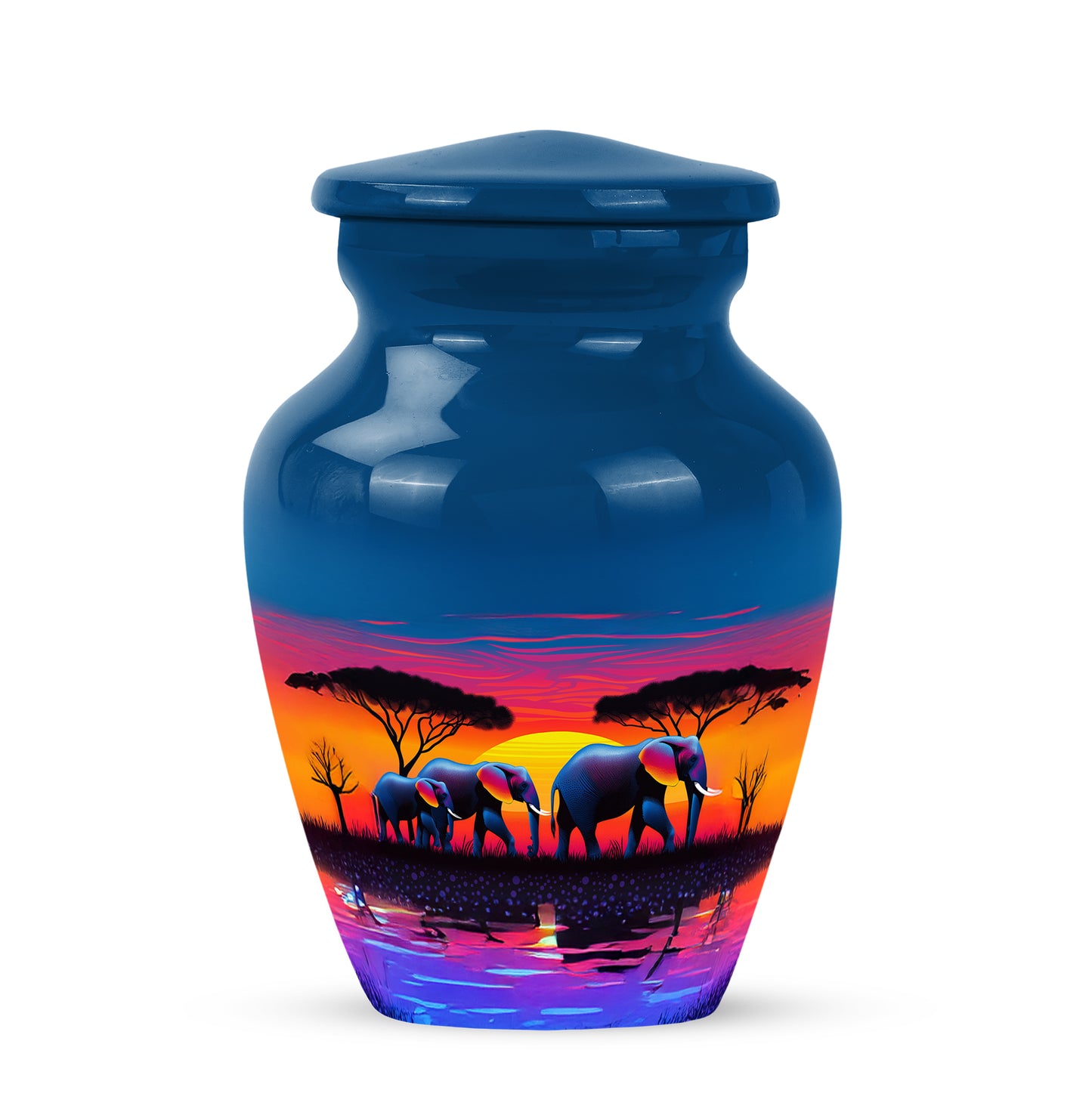 Personalized Elephant Cremation Urns - Soothing Blue 10-inch, 200 cu in - Yatskia