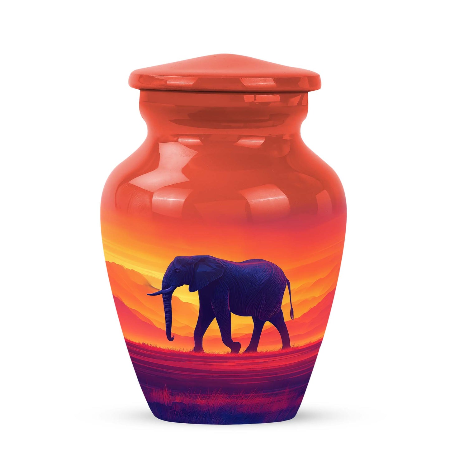 Personalized Elegant Elephant Cremation Urns - Red 10-inch, 200 cu in - Yatskia