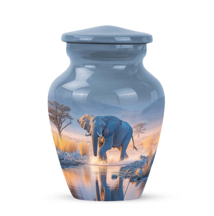Remarkable Elephant Memorial Cremation Urns - Blue 10-inch, 200 cu in - Yatskia