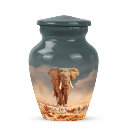 Personalized Elephant Cremation Urns - Eminent Teal 10-inch, 200 cu in - Yatskia