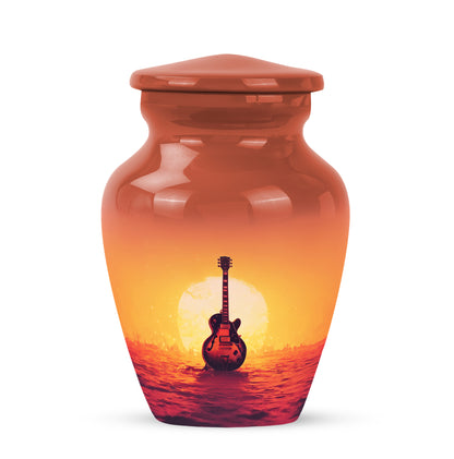 Red Sacred Guitar Cremation Urns for Human Ashes - 10-inch, 200 cu in - Yatskia
