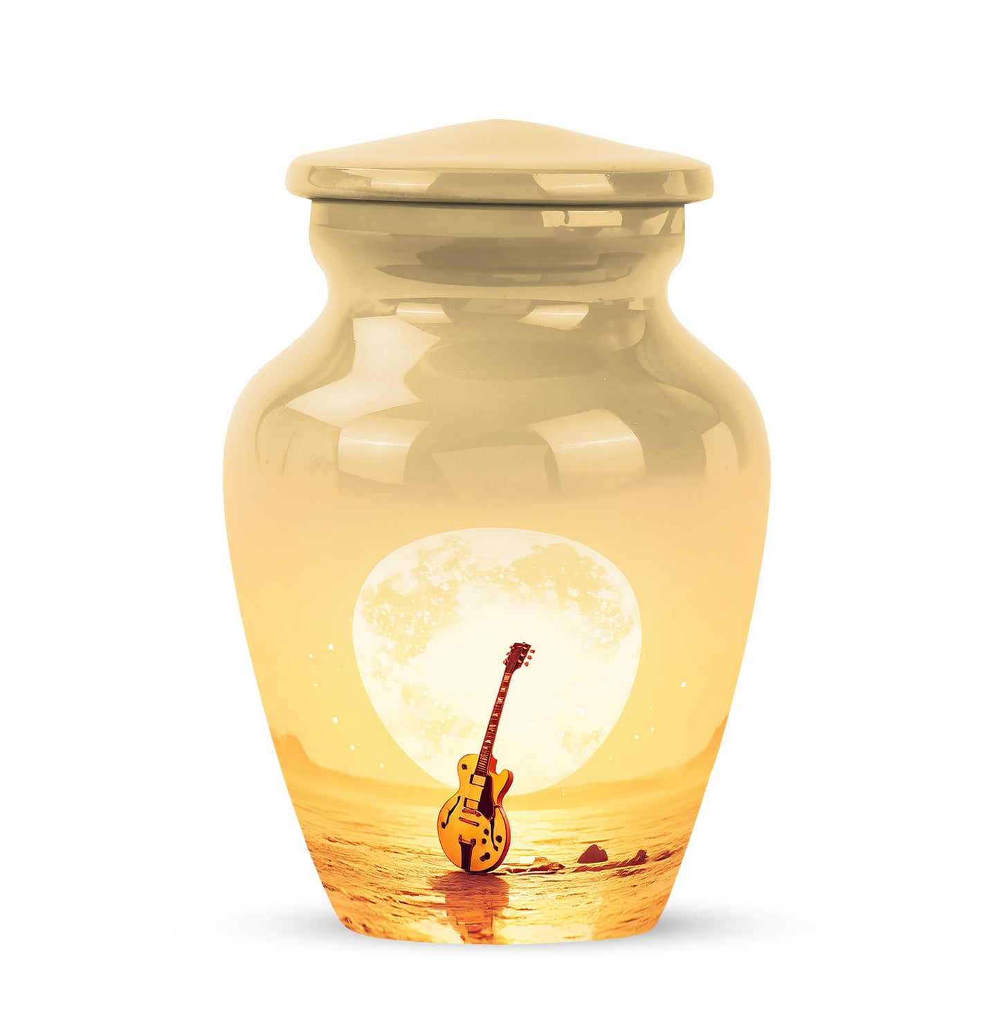Personalized Guitar Cremation Urns - Tranquil Gold 10-inch, 200 cu in - Yatskia