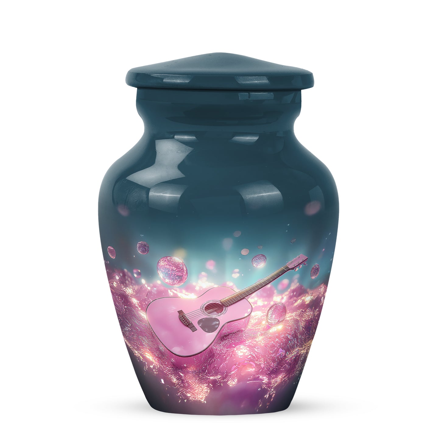 Personalized Blue Guitar Cremation Urns for Ashes - Transcendent 10-inch - Yatskia