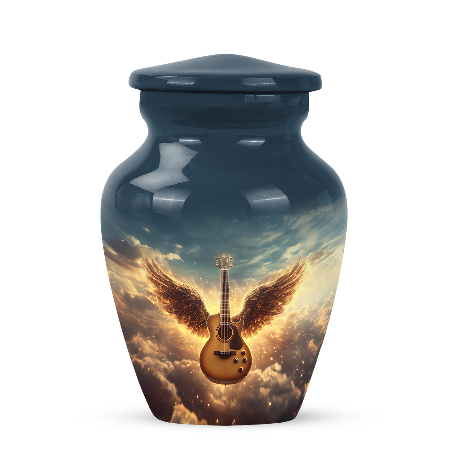 Everlasting Blue Guitar Resting Place Urn for Human Ashes - 10-inch, 200 cu in - Yatskia
