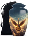 Guitar Cremation Urn for funeral  – Angel Wings Memorial Urn for Ashes