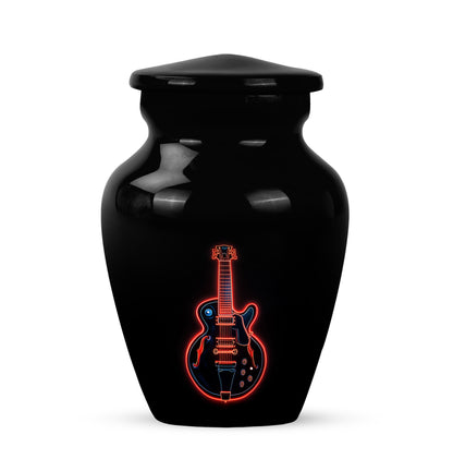 Stunning Black Guitar Devotion Urn for Human Ashes - 10-inch, 200 cu in - Yatskia