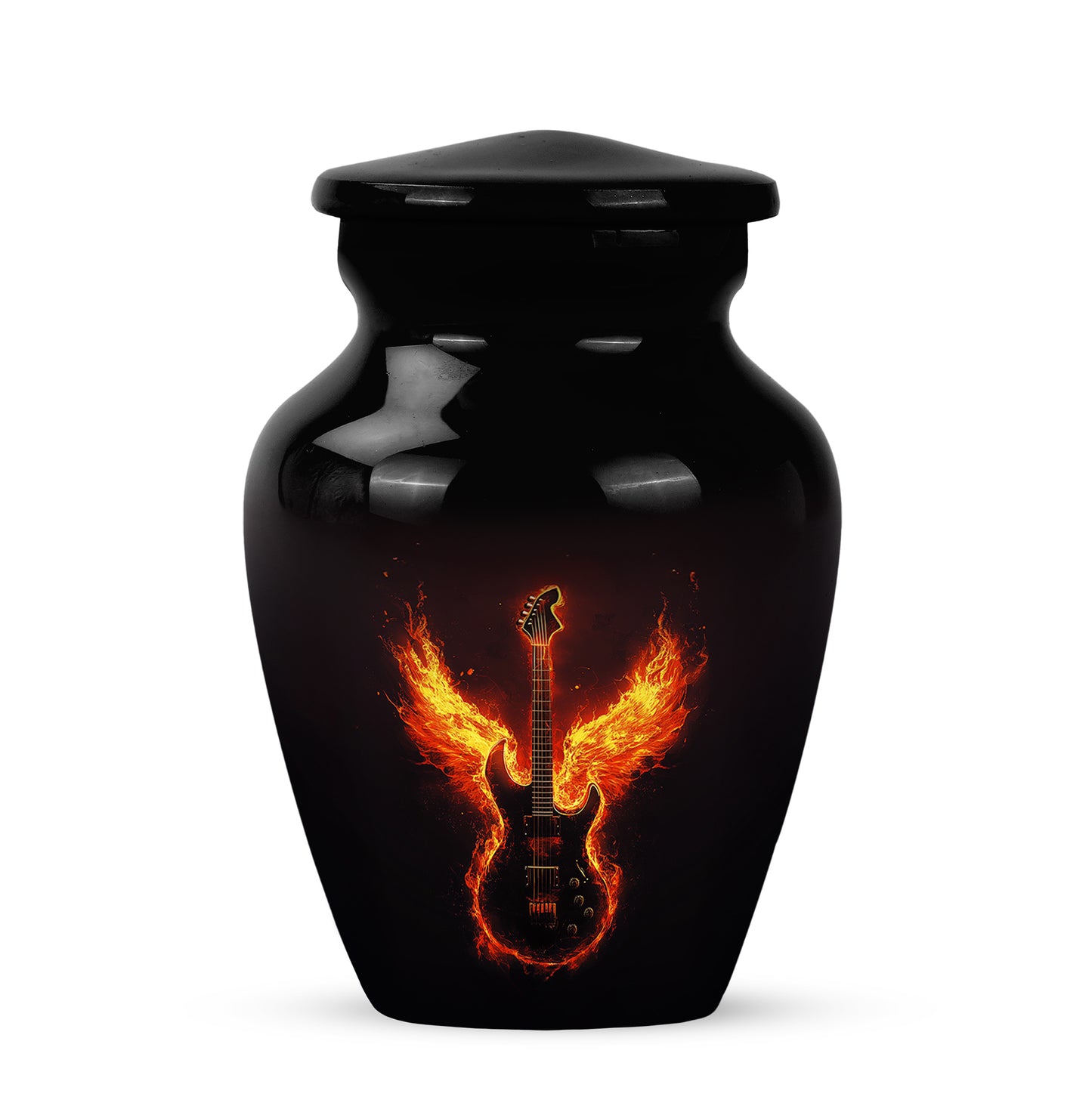 Personalized Seraphic Guitar Cremation Urns - Black 10-inch, 200 cu in - Yatskia