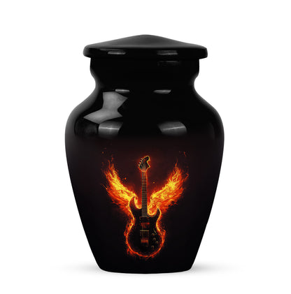 Personalized Seraphic Guitar Cremation Urns - Black 10-inch, 200 cu in - Yatskia