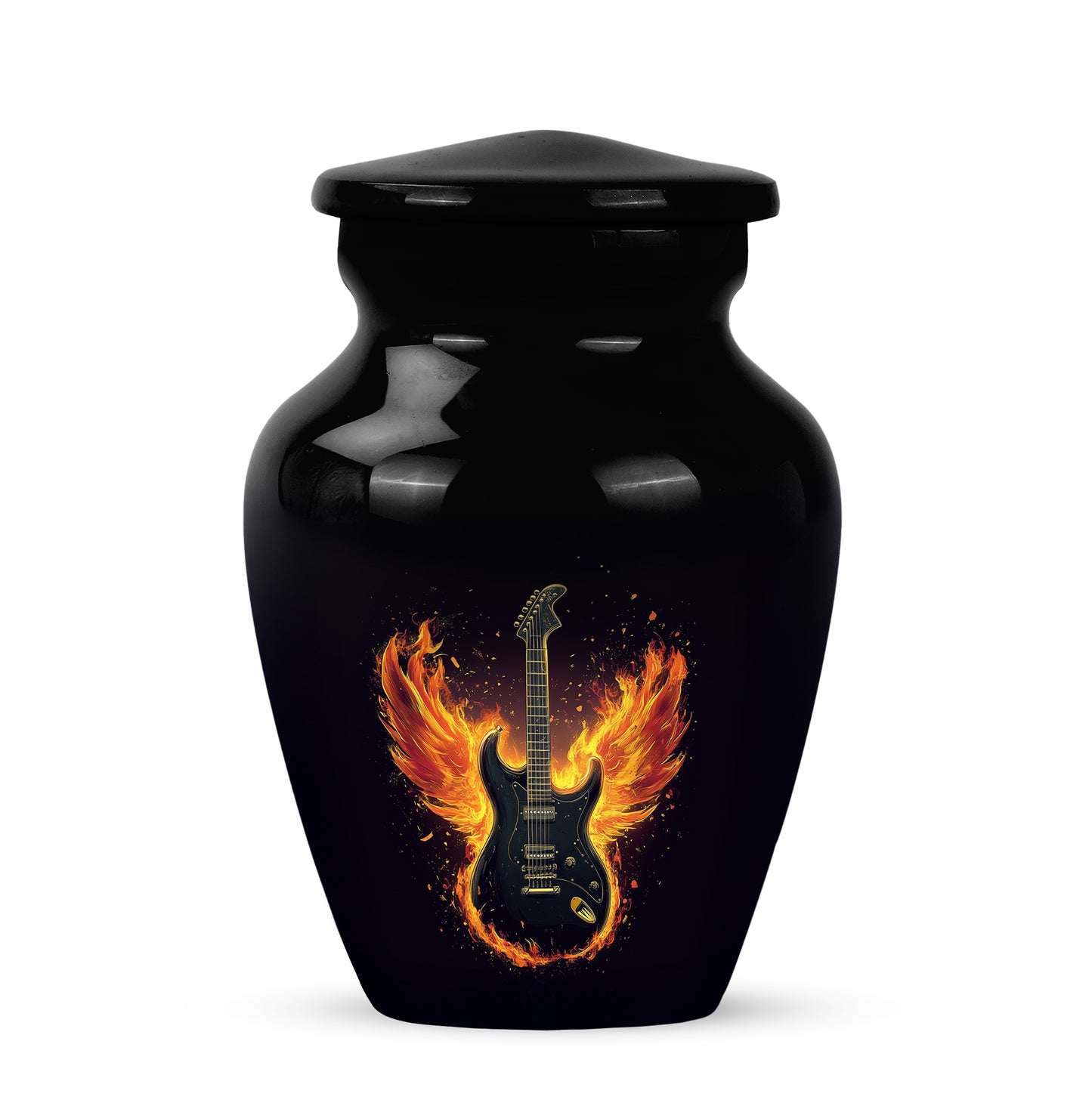Black Guitar Memorial Cremation Urns for Human Ashes - 10-inch, 200 cu in - Yatskia