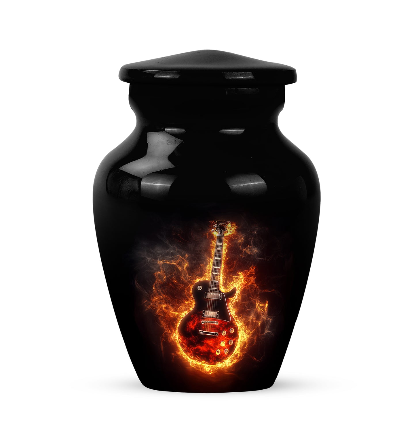 Black Guitar Remembrance Cremation Urns for Human Ashes - 10-inch, 200 cu in - Yatskia