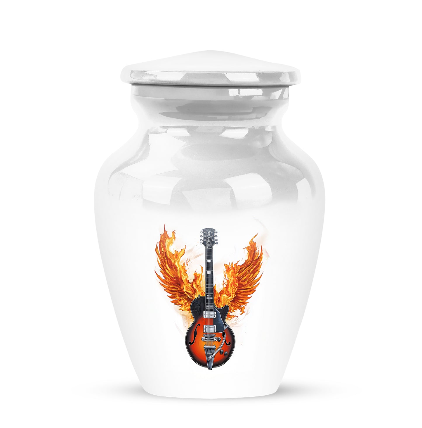 Silver Guitar Cremation Urns - Enduring Dedication 10-inch, 200 cu in - Yatskia