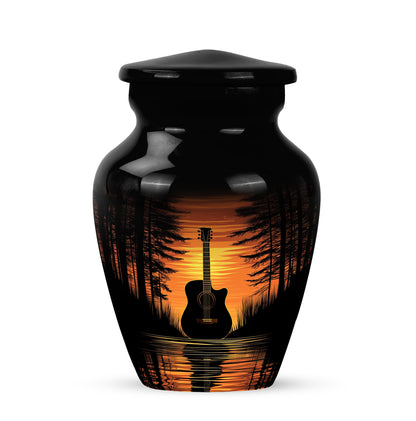 Harmonious Guitar Cremation Urns for Human Ashes - Black 10-inch - Yatskia