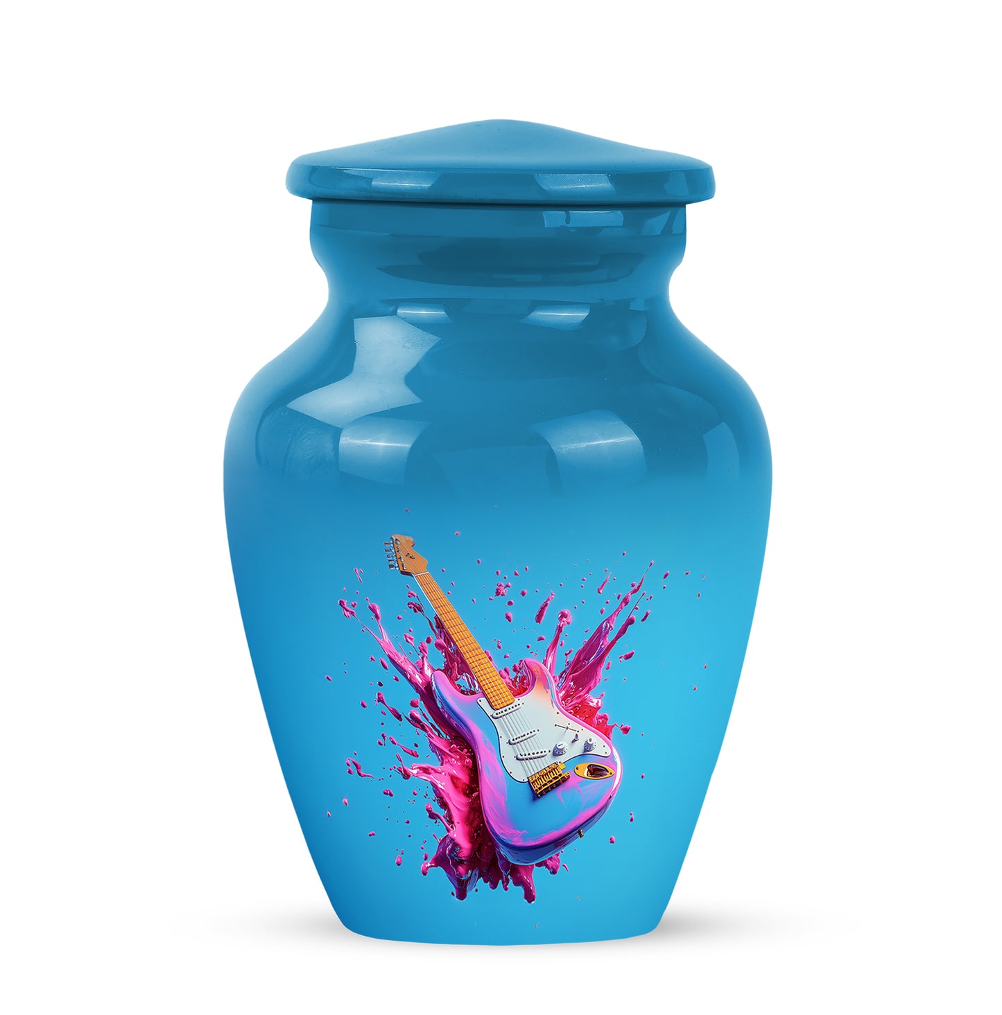 Blue Guitar Cremation Urns - Honored Commemoration 10-inch, 200 cu in - Yatskia