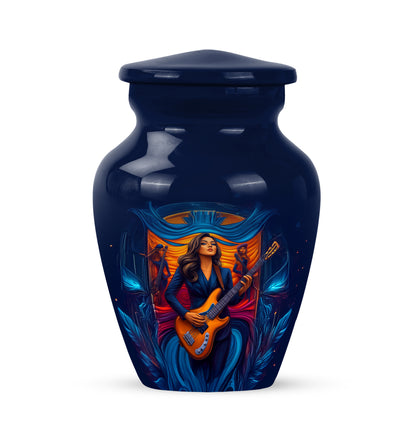 Radiant Guitar Memorial Cremation Urns - Blue 10-inch, 200 cu in - Yatskia