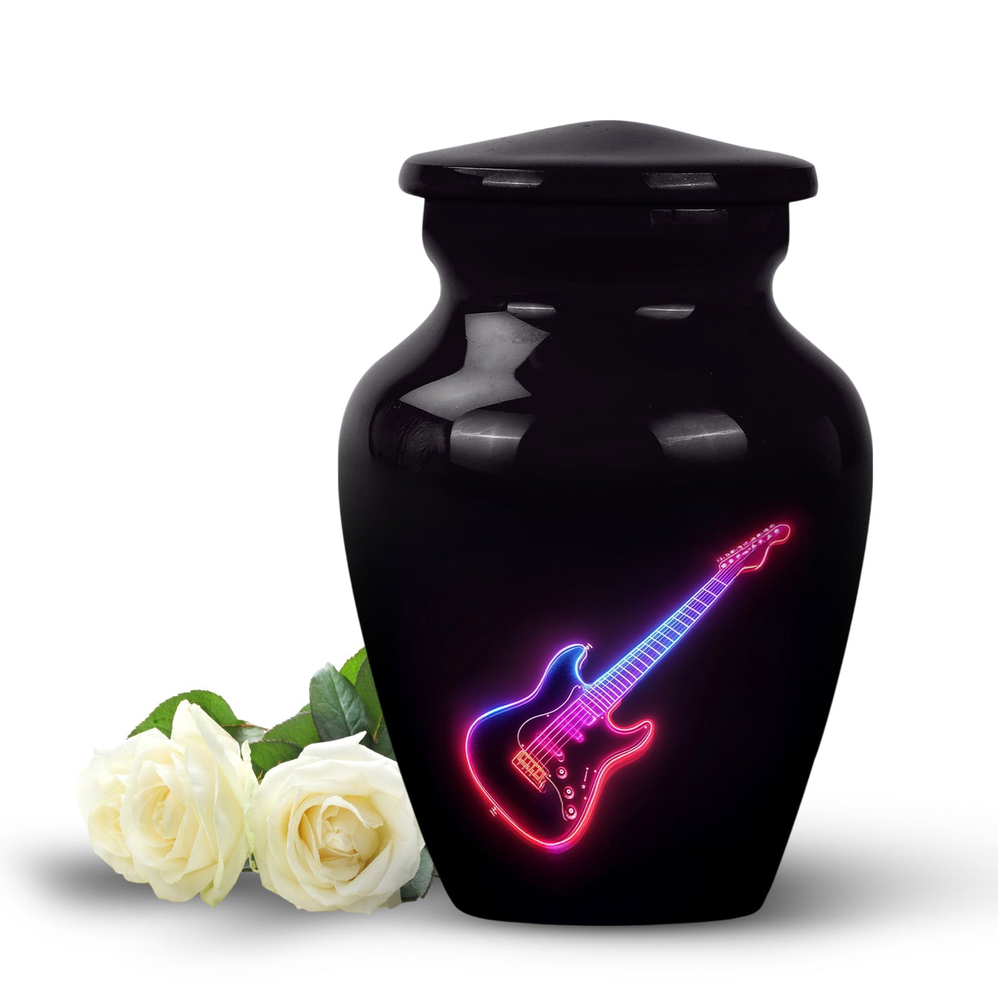 Hallowed Guitar Cremation Urns for Human Ashes - Black 10-inch - Yatskia