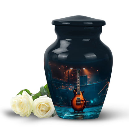 Inspiring Black Guitar Promise Urn for Human Ashes - 10-inch, 200 cu in - Yatskia