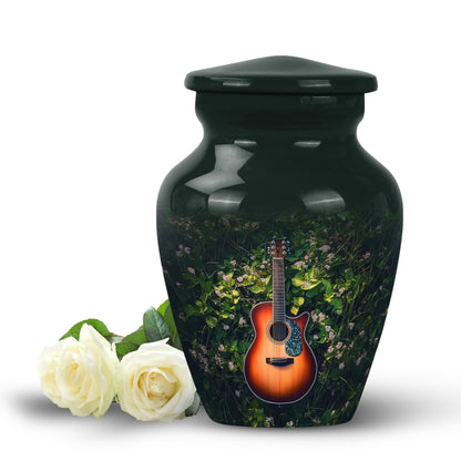 Graceful Green Guitar Heritage Urn for Human Ashes - 10-inch, 200 cu in - Yatskia