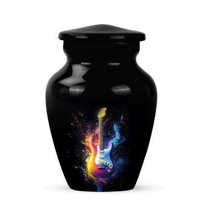 Luminous Black Guitar Reflection Urn for Human Ashes - 10-inch, 200 cu in - Yatskia