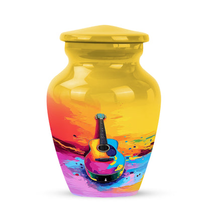 Gold Guitar Passage Cremation Urns for Human Ashes - 10-inch, 200 cu in - Yatskia